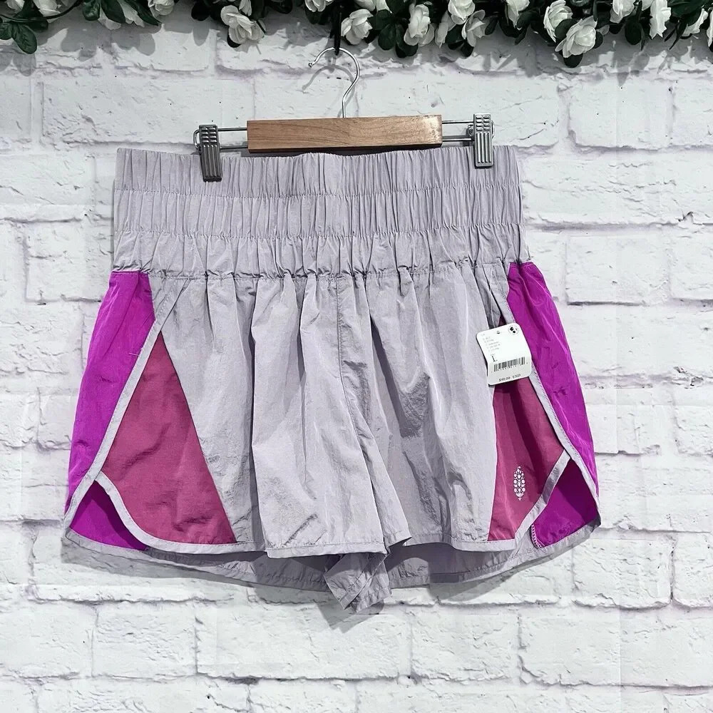 Free People Movement The Way Home Colorblock Purple Shorts Size Large Sports